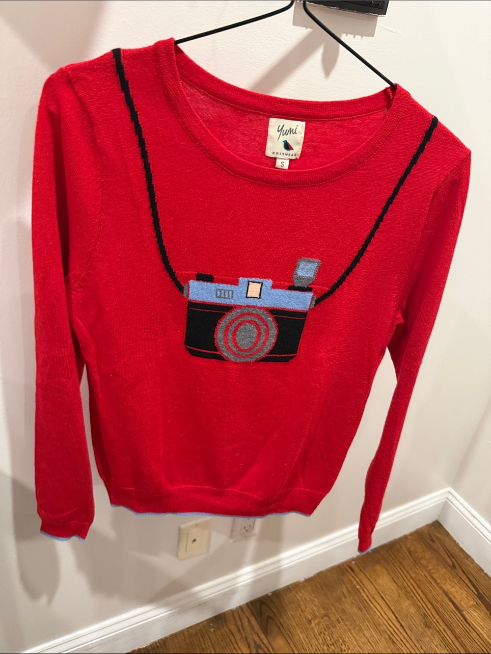 Red Long-Sleeve Camera Sweater